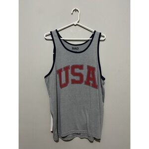 Mad Engine USA Tank Top Men's Large Detachable Cape Back Patriotic Stars Stripes